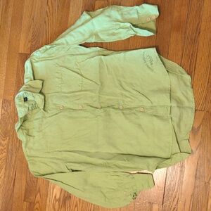 Linen light lime green button down